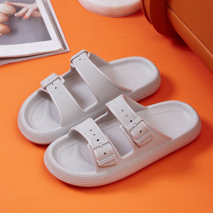 Fashion Outdoor Platform Soft Two Buckle Casual Everyday Slippers - Club Trendz 