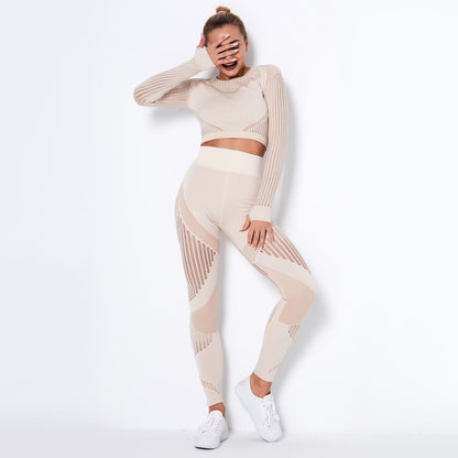 Seamless Knitted Absorbent Yoga Long-Sleeved Suit - Club Trendz 