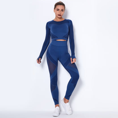 Seamless Knitted Absorbent Yoga Long-Sleeved Suit - Club Trendz 