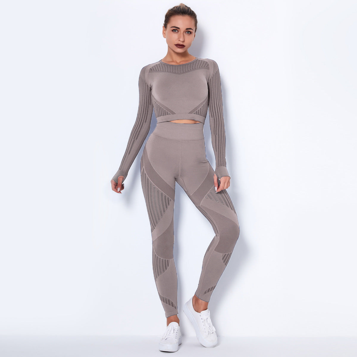 Seamless Knitted Absorbent Yoga Long-Sleeved Suit - Club Trendz 