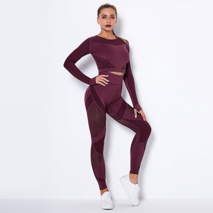 Seamless Knitted Absorbent Yoga Long-Sleeved Suit - Club Trendz 