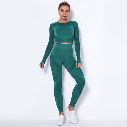 Seamless Knitted Absorbent Yoga Long-Sleeved Suit - Club Trendz 