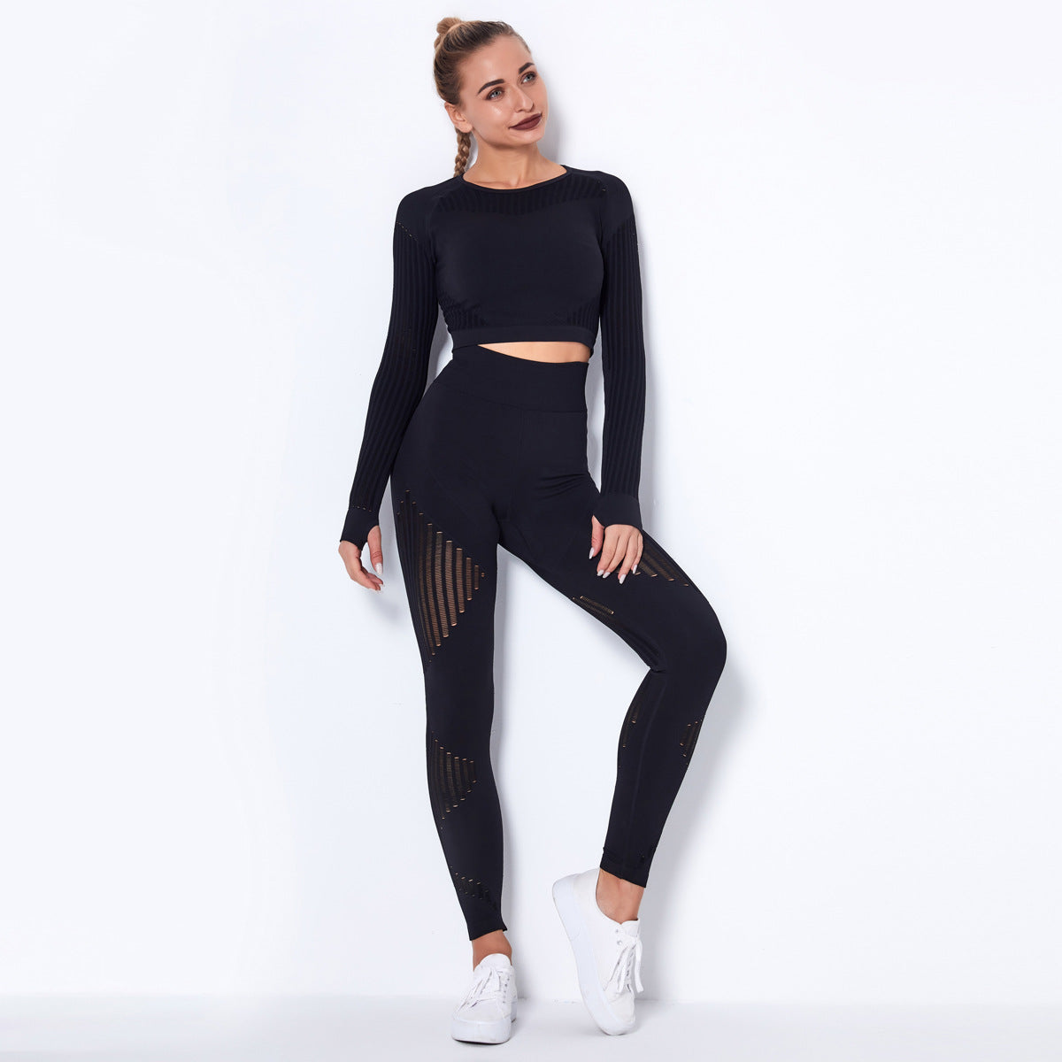 Seamless Knitted Absorbent Yoga Long-Sleeved Suit - Club Trendz 