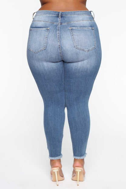 Women Stretchable Ripped Plus Size Skinny Jeans - Club Trendz 