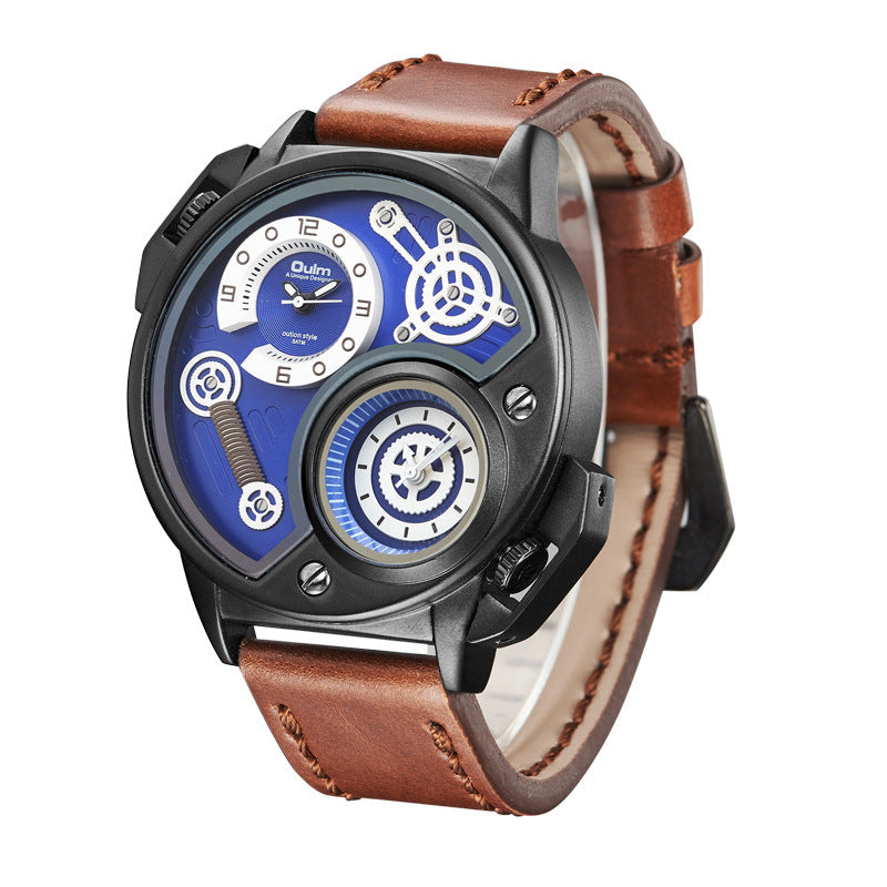 Men's Sports And Leisure Stainless Steel Leather Quartz Watch