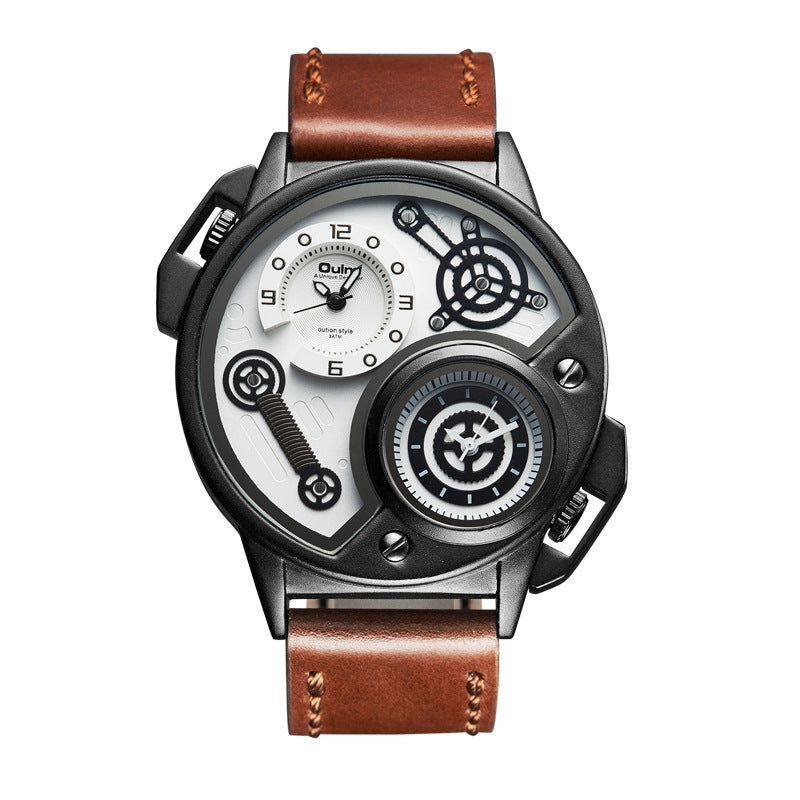 Men's Sports And Leisure Stainless Steel Leather Quartz Watch