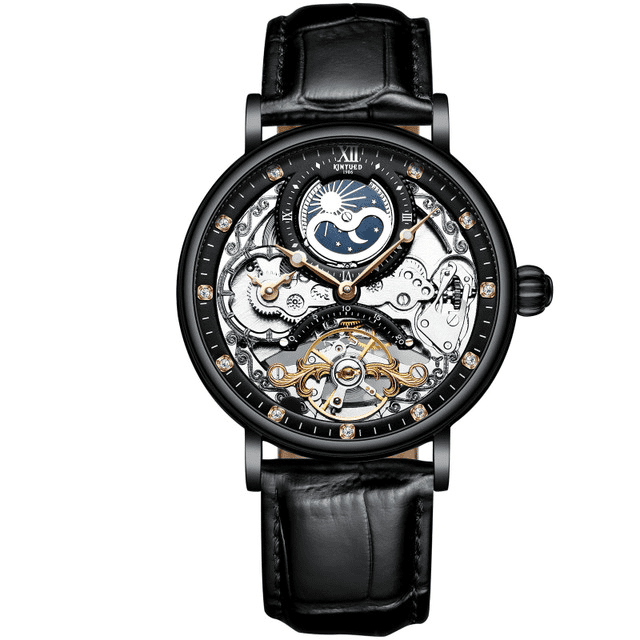 Kinyued Automatic Watch with Moon Phase Luxury Steampunk Men Mechanical Watch