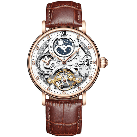 Kinyued Automatic Watch with Moon Phase Luxury Steampunk Men Mechanical Watch