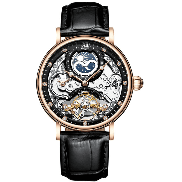 Kinyued Automatic Watch with Moon Phase Luxury Steampunk Men Mechanical Watch