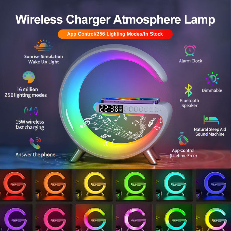 New Intelligent G Shaped LED Lamp Bluetooth Wireless Speaker Charger - Club Trendz 