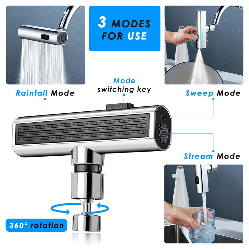 Kitchen Faucet Waterfall Outlet Splash Proof Universal Rotating Bubbler Multifunctional - Club Trendz 