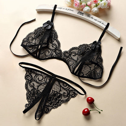 Sexy V- Shaped Floral Sheer Laced Soft Fabric Lingerie - Club Trendz 