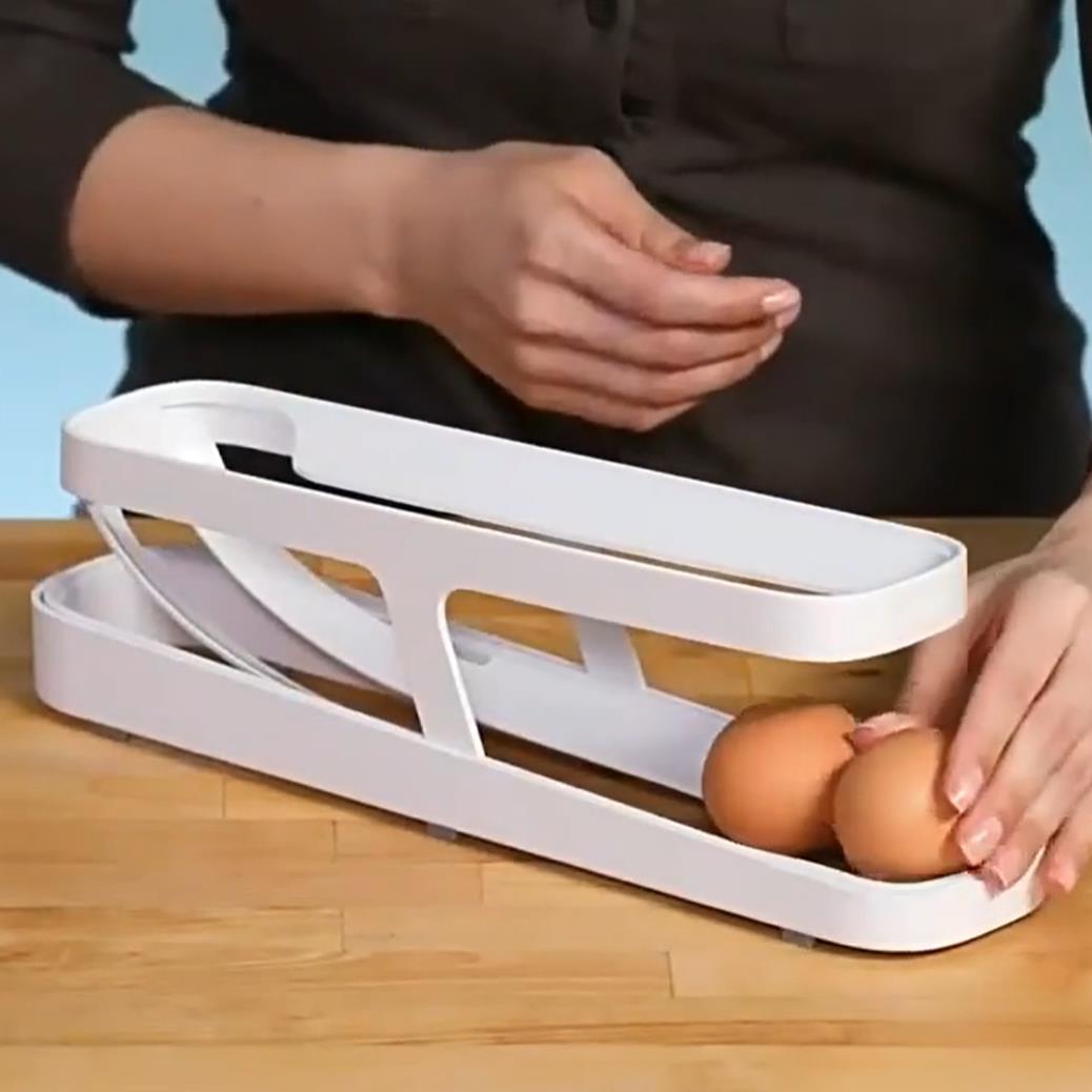 Automatic Scrolling Egg Rack Holder Storage Box Egg Basket Container - Club Trendz 