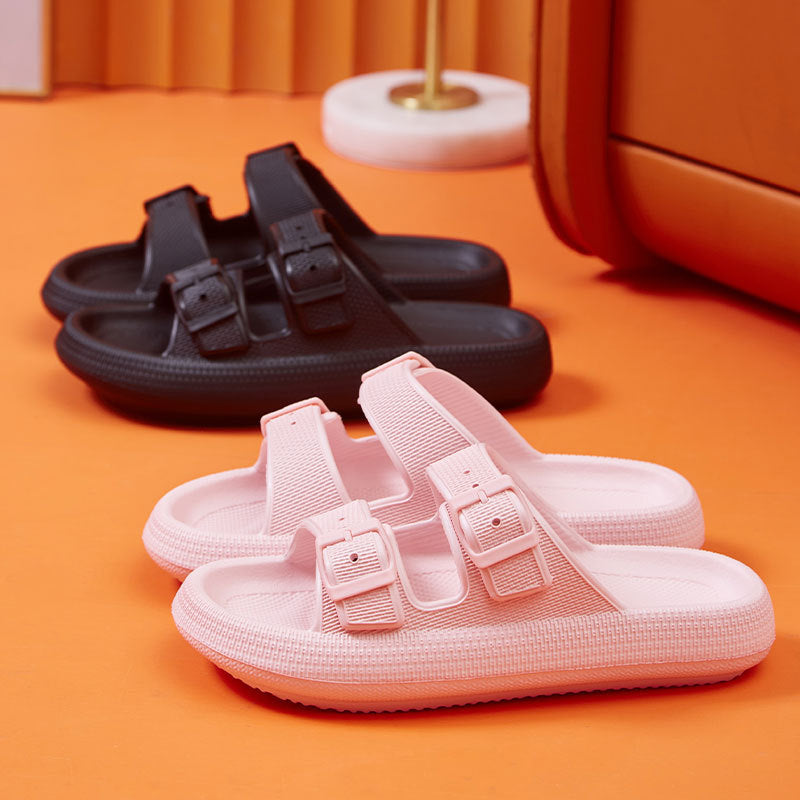 Fashion Outdoor Platform Soft Two Buckle Casual Everyday Slippers - Club Trendz 