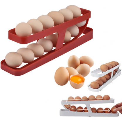 Automatic Scrolling Egg Rack Holder Storage Box Egg Basket Container - Club Trendz 