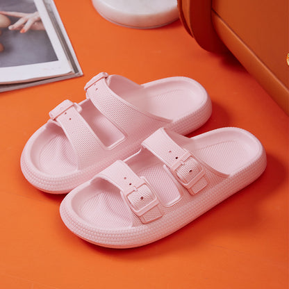 Fashion Outdoor Platform Soft Two Buckle Casual Everyday Slippers - Club Trendz 