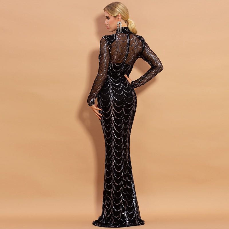 Women Creative Versatile Long Sleeve Partywear Long Dress - Club Trendz 