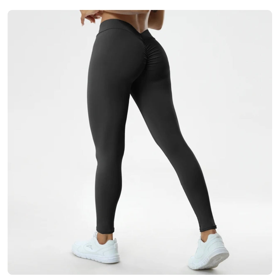 Sexy V Butt Push Up Fitness High Waist Leggings - Club Trendz 