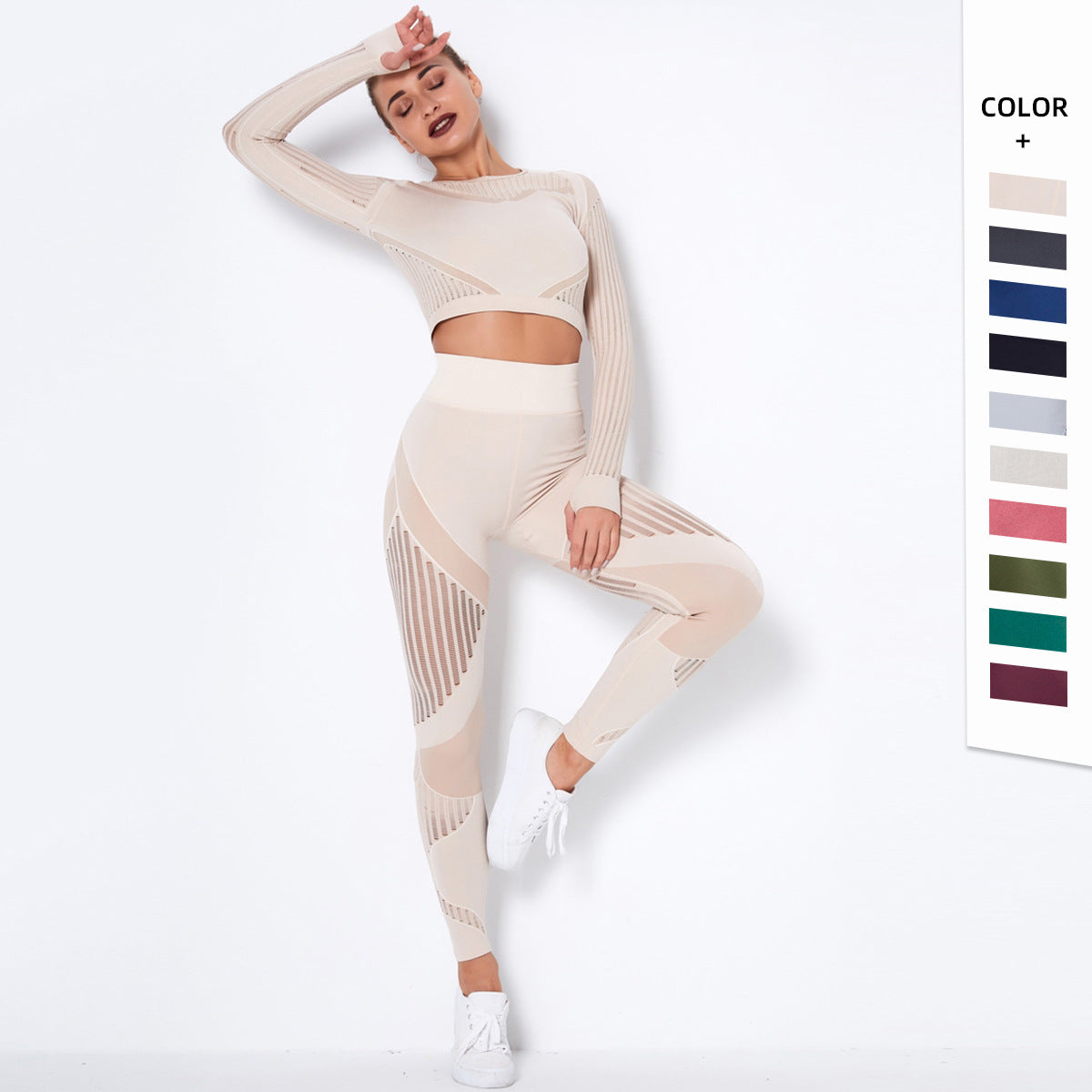 Seamless Knitted Absorbent Yoga Long-Sleeved Suit - Club Trendz 