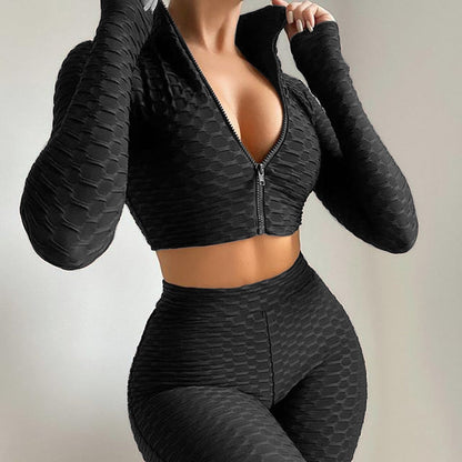 Women Long Sleeve Fitness Activewear Gym Set - Club Trendz 