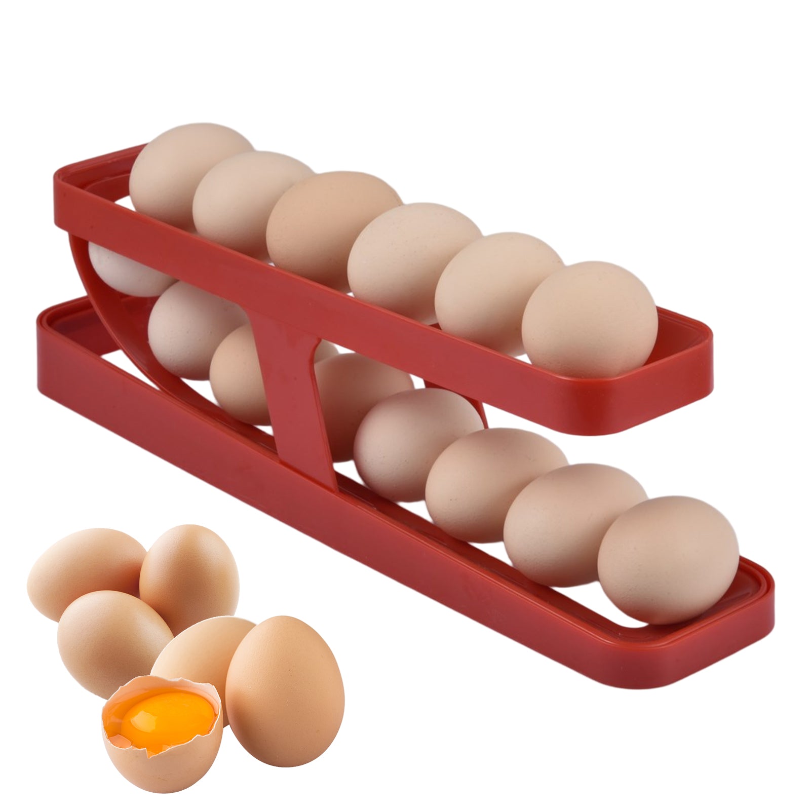 Automatic Scrolling Egg Rack Holder Storage Box Egg Basket Container - Club Trendz 