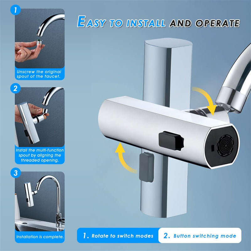 Kitchen Faucet Waterfall Outlet Splash Proof Universal Rotating Bubbler Multifunctional - Club Trendz 