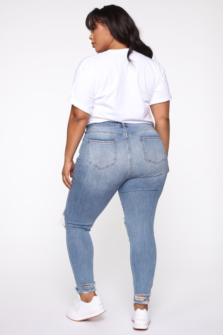 Women Stretchable Ripped Plus Size Skinny Jeans - Club Trendz 