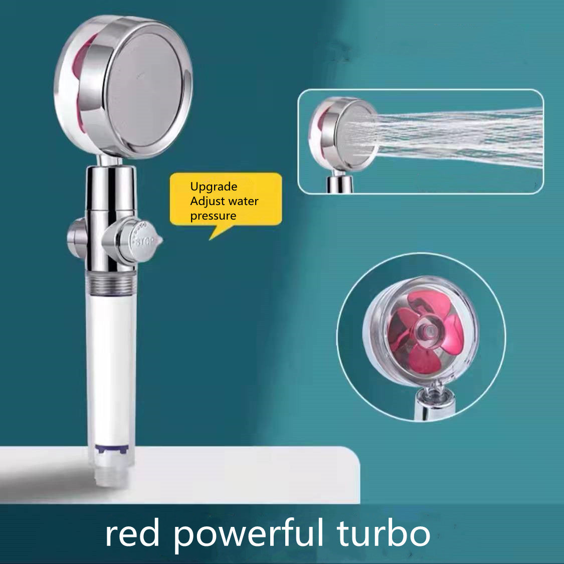 Shower Head Water Saving Flow 360 Degrees Rotating With Small Fan ABS Rain High Pressure - Club Trendz 