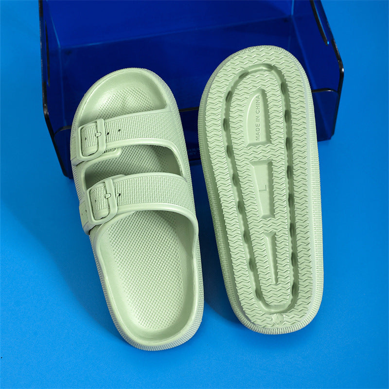 Fashion Outdoor Platform Soft Two Buckle Casual Everyday Slippers - Club Trendz 