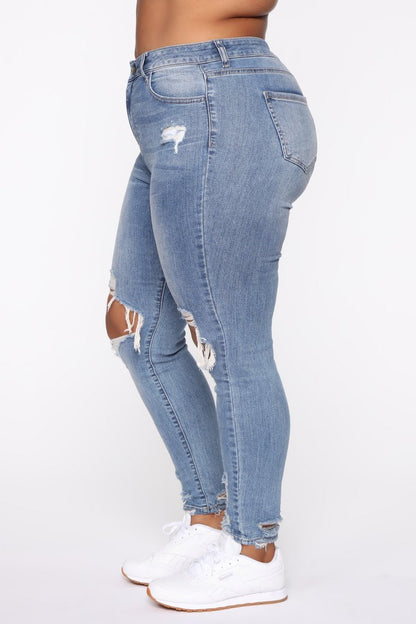 Women Stretchable Ripped Plus Size Skinny Jeans - Club Trendz 