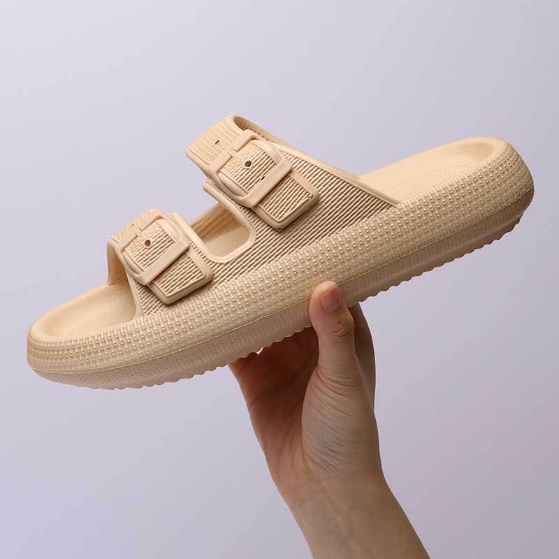 Fashion Outdoor Platform Soft Two Buckle Casual Everyday Slippers - Club Trendz 